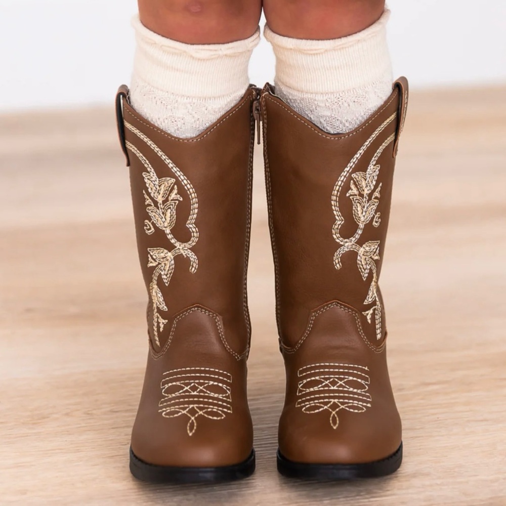 NWT/KENSIE GIRL Brown Cowboy Boots Kids - Mid Calf Western Shoes Cowgirl Riding